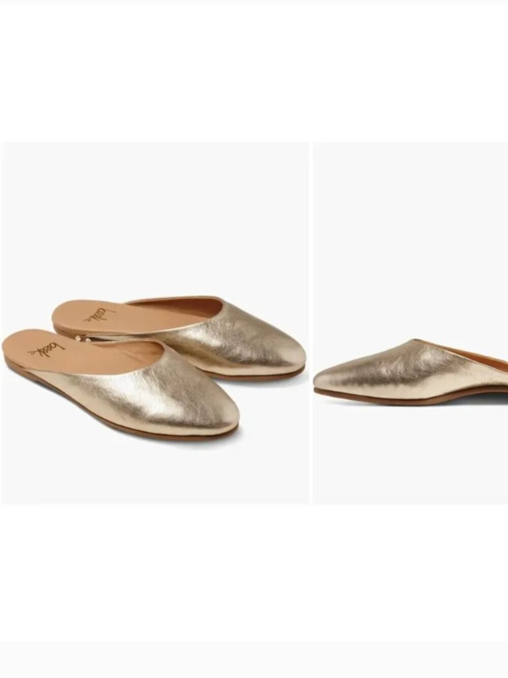 Beek Phoebe Ballet Mules Leather Slip On Shoes Slides Metallic Gold New Size 7